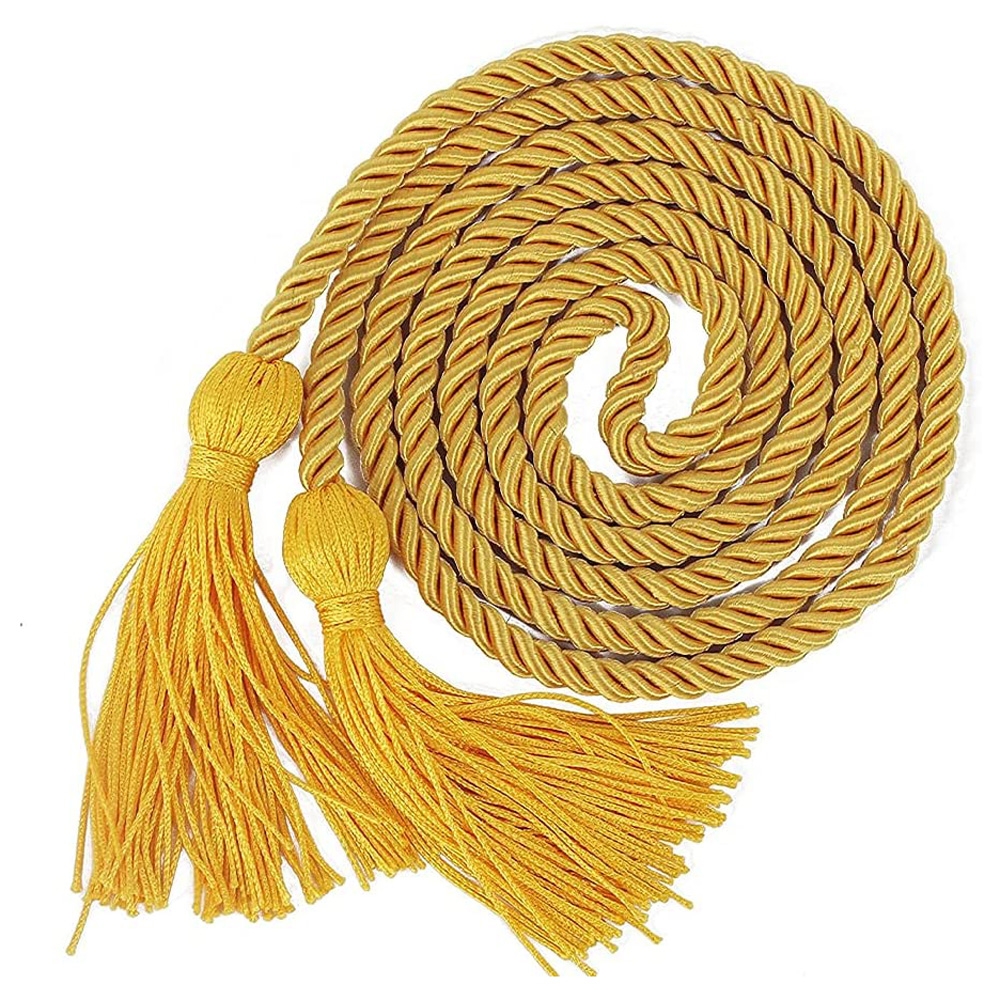 Graduation Cords Polyester Yarn Honor Cord with Tassel for Graduation Students Yellow